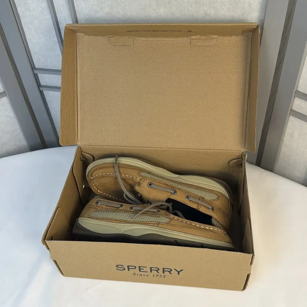 Preppy Sperry Top-Sider Lanyard Boys Leather Boat Shoes Size 2M - With Box